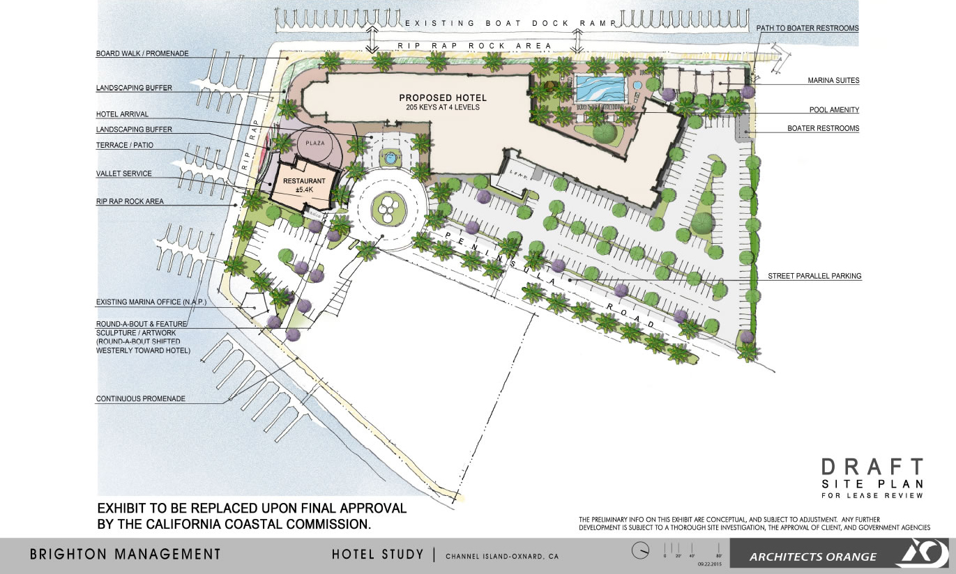 Map of proposed hotel development at Channel Islands Harbor