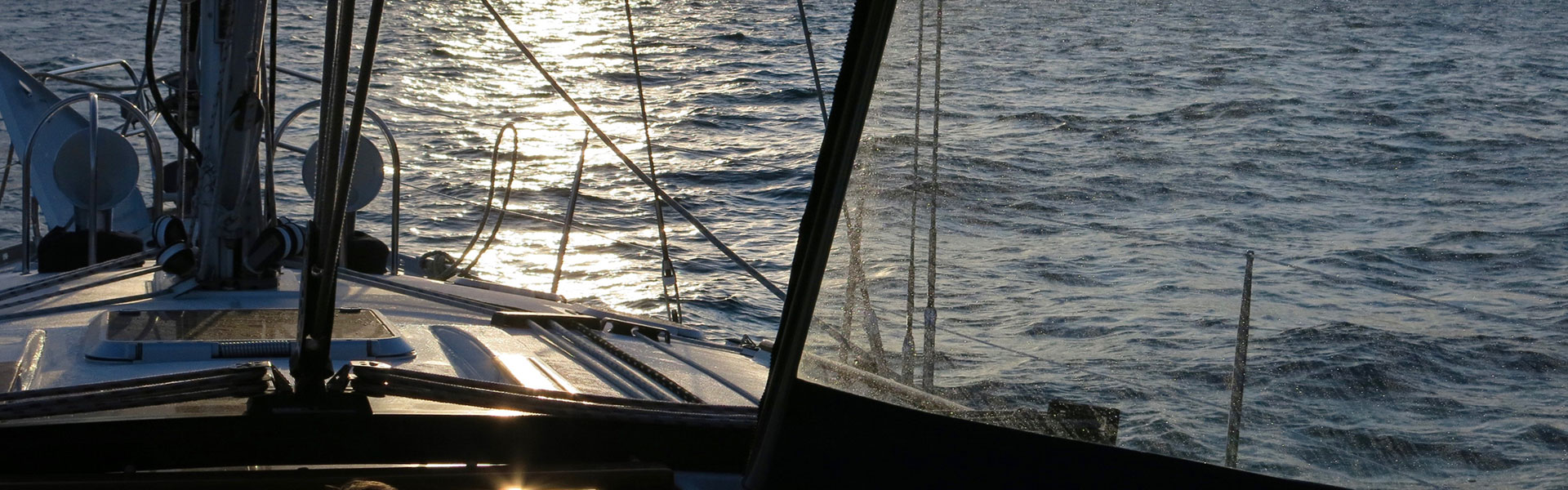 View of the Pacific from the deck of a sailboat