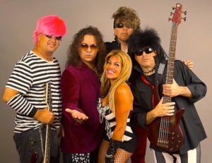80s Invasion band, decked out in hairspray and neon