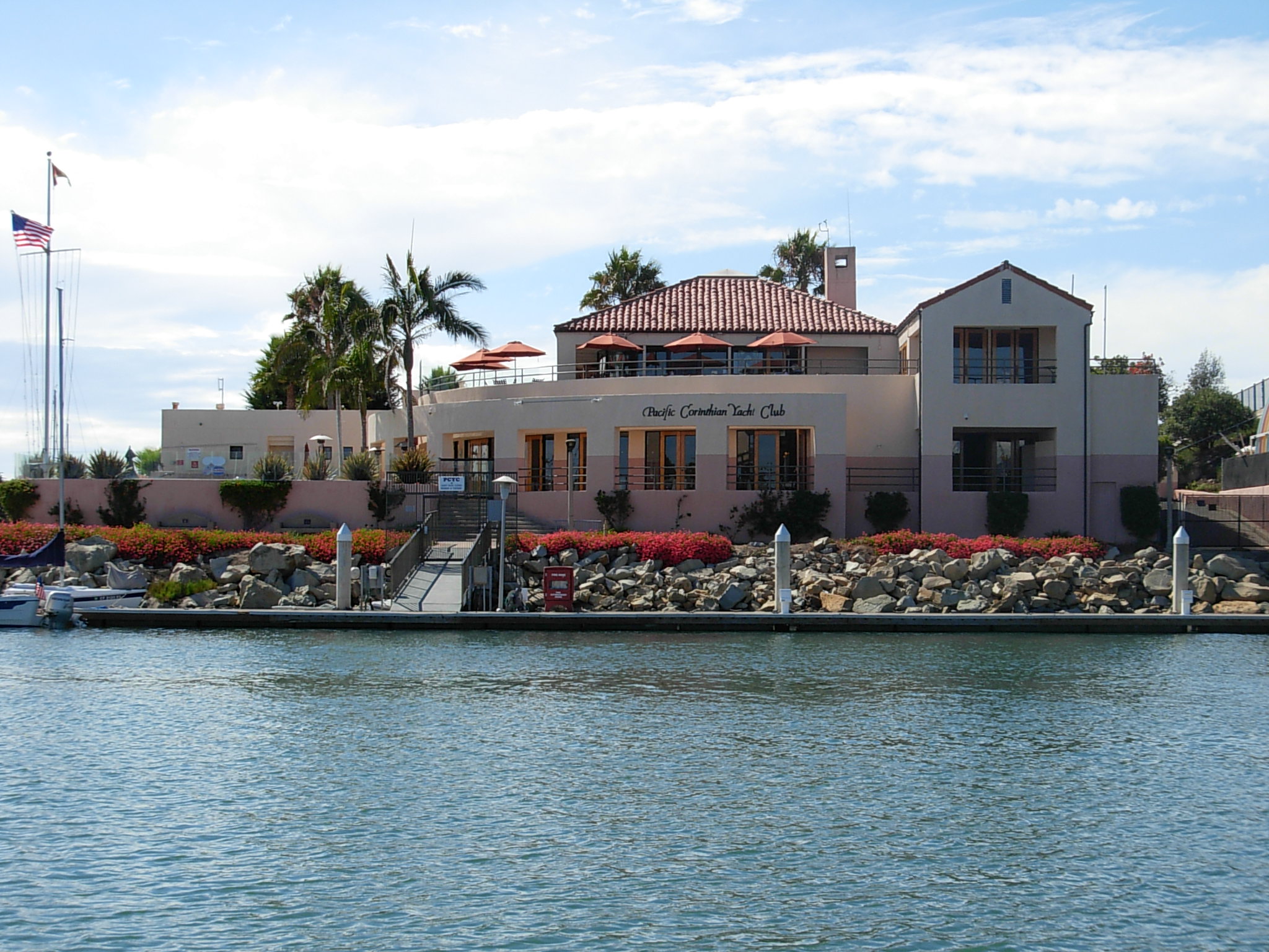 View of the Pacific Corinthian Yacht Club from the water