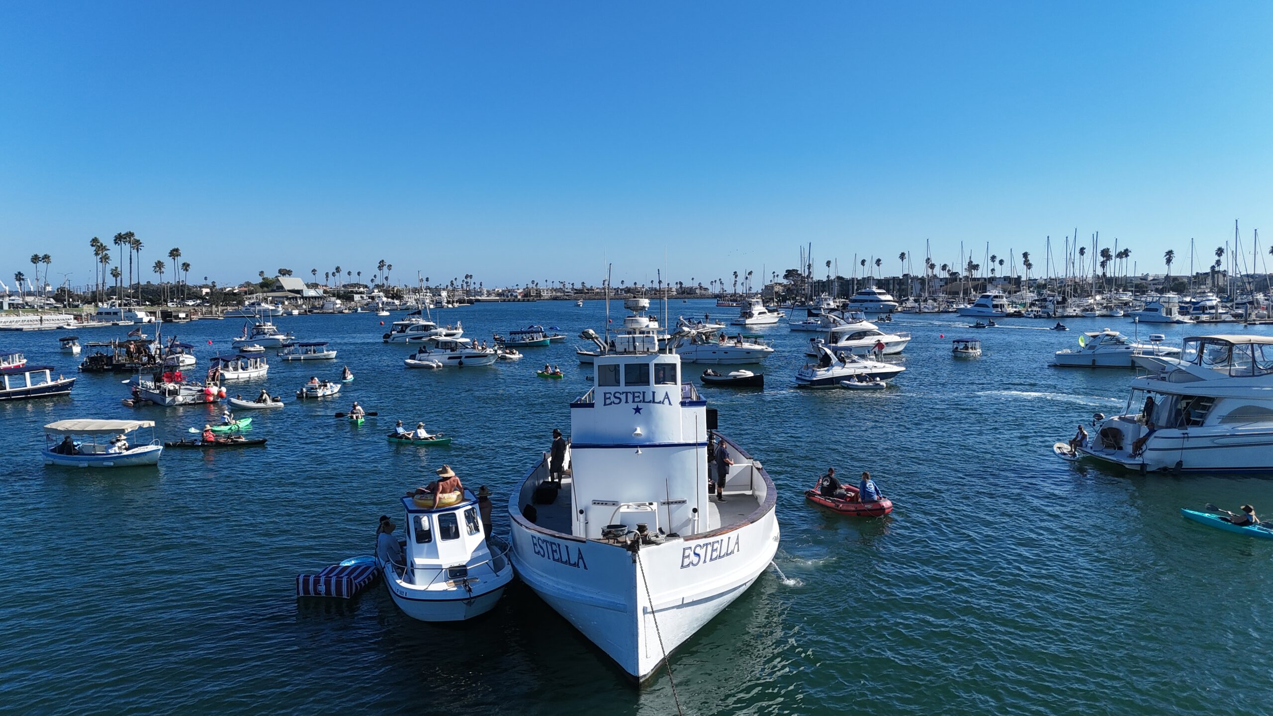 Beautiful view of boats at Channel Islands Harbor in California.