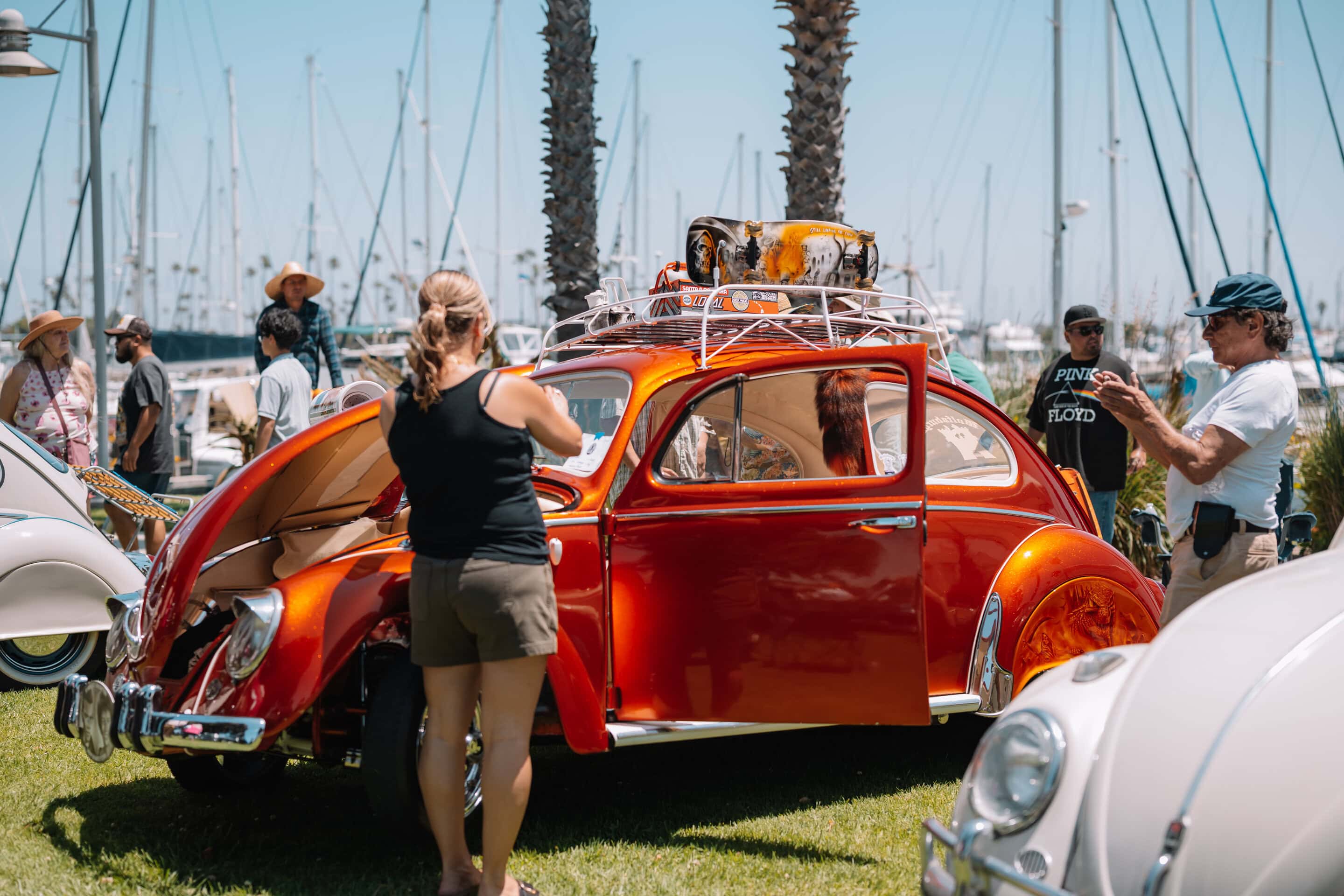 Vintage Volkswagen Beetle on display at Channel Islands Harbor Car Show, 2026 VeeDubs event.